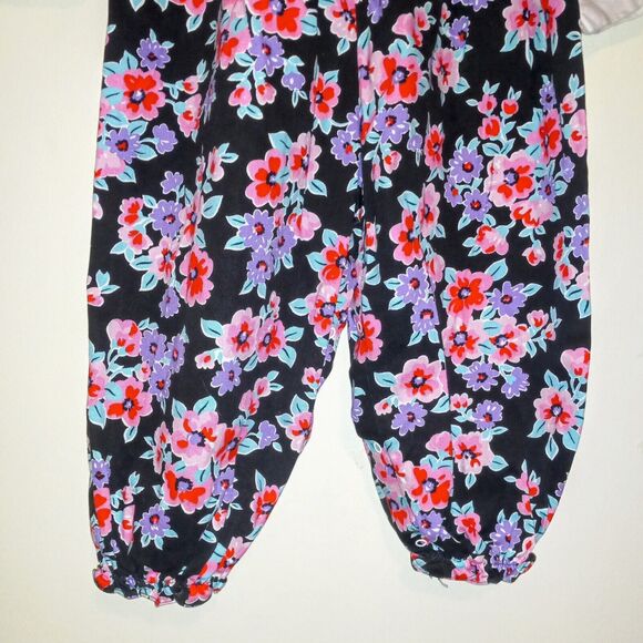Vintage Tiny Tots Dark Floral Bubble Romper-Size 3T-Snap Crotch-3D Flower Collar - Picture 3 of 10